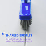 Grout Brush with Long Adjustable Handle, Swivel Scrub Brush, V-Shape Grout Line Scrubber with Stiff Bristle for Deep Cleaning