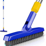 Grout Brush with Long Adjustable Handle, Swivel Scrub Brush, V-Shape Grout Line Scrubber with Stiff Bristle for Deep Cleaning