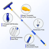 Grout Brush with Long Adjustable Handle, Swivel Scrub Brush, V-Shape Grout Line Scrubber with Stiff Bristle for Deep Cleaning