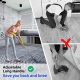 Grout Brush with Long Adjustable Handle, Swivel Scrub Brush, V-Shape Grout Line Scrubber with Stiff Bristle for Deep Cleaning