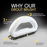 Grout Brush with Long Adjustable Handle, Swivel Scrub Brush