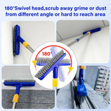 Grout Brush with Long Adjustable Handle, Swivel Scrub Brush, V-Shape Grout Line Scrubber with Stiff Bristle for Deep Cleaning